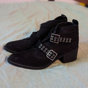 H&M Black Suede Ankle Booties